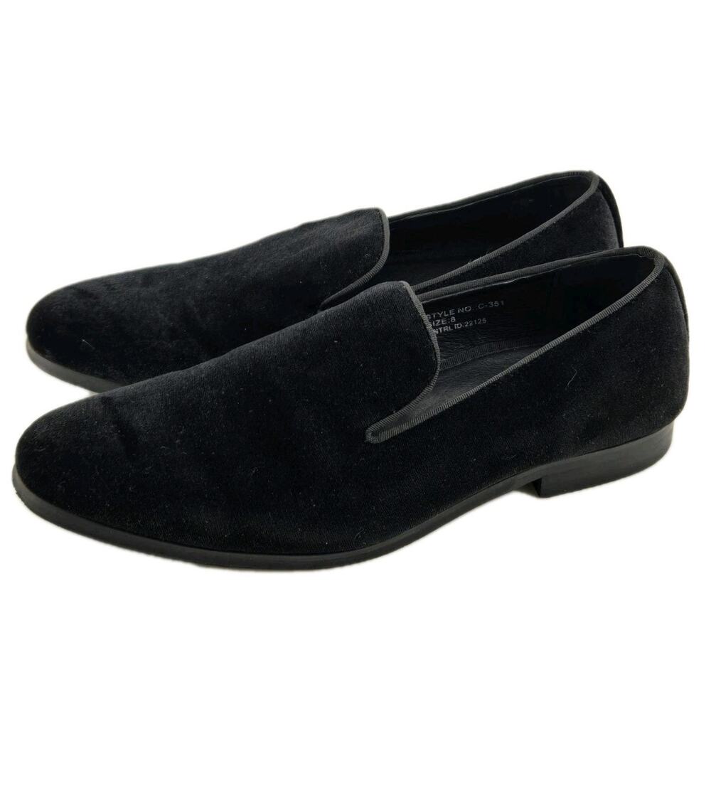 Santino Luciano Soft Velvet Slip On Black Loafer Evening Shoes Mens Sz 8